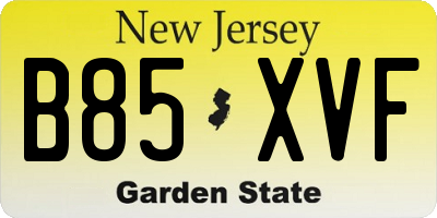 NJ license plate B85XVF