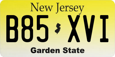 NJ license plate B85XVI