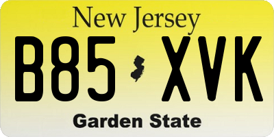 NJ license plate B85XVK