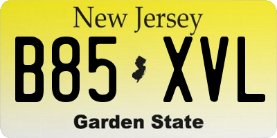 NJ license plate B85XVL