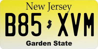NJ license plate B85XVM