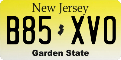 NJ license plate B85XVO