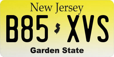 NJ license plate B85XVS