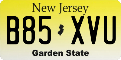 NJ license plate B85XVU