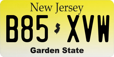 NJ license plate B85XVW