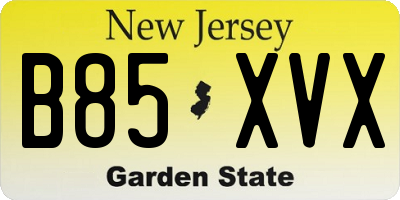 NJ license plate B85XVX