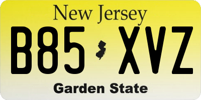 NJ license plate B85XVZ