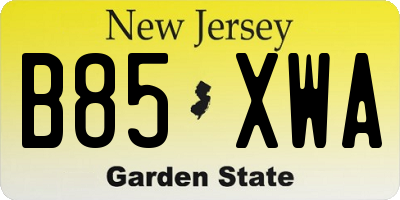 NJ license plate B85XWA