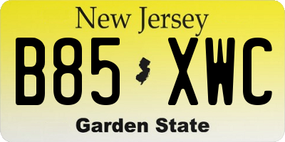 NJ license plate B85XWC
