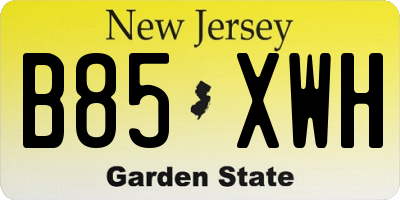 NJ license plate B85XWH