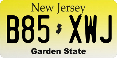 NJ license plate B85XWJ