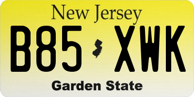 NJ license plate B85XWK