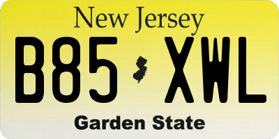 NJ license plate B85XWL
