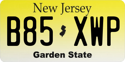 NJ license plate B85XWP