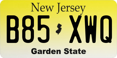 NJ license plate B85XWQ