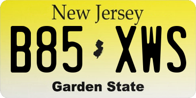 NJ license plate B85XWS