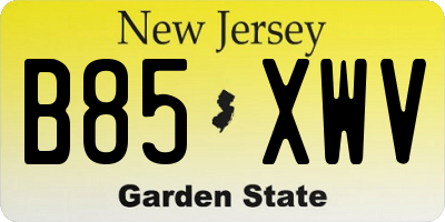 NJ license plate B85XWV