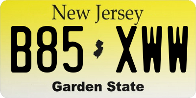 NJ license plate B85XWW