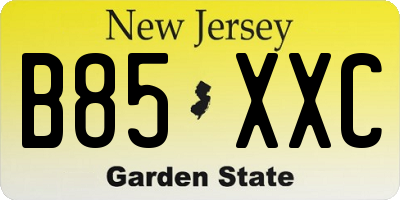 NJ license plate B85XXC