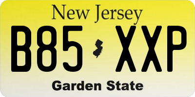 NJ license plate B85XXP