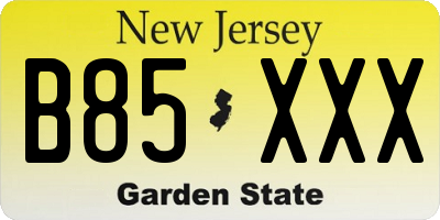 NJ license plate B85XXX