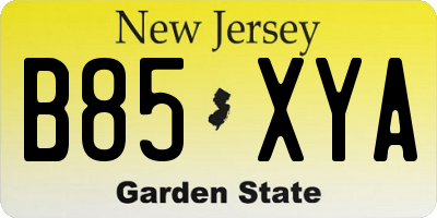 NJ license plate B85XYA