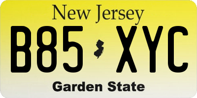NJ license plate B85XYC