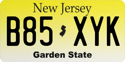 NJ license plate B85XYK
