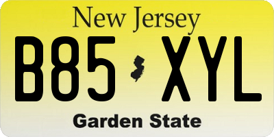 NJ license plate B85XYL