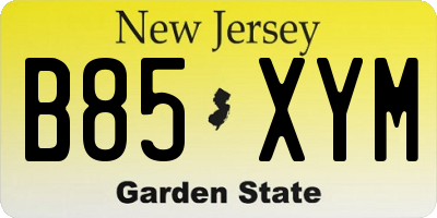 NJ license plate B85XYM