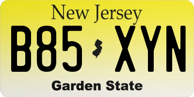 NJ license plate B85XYN
