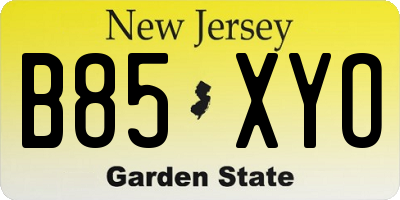 NJ license plate B85XYO