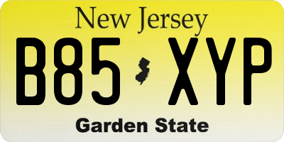 NJ license plate B85XYP