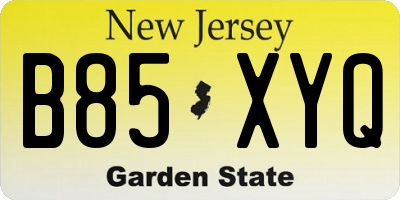 NJ license plate B85XYQ