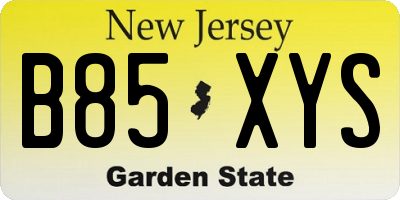 NJ license plate B85XYS