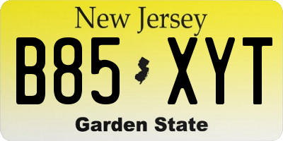 NJ license plate B85XYT