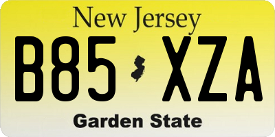 NJ license plate B85XZA