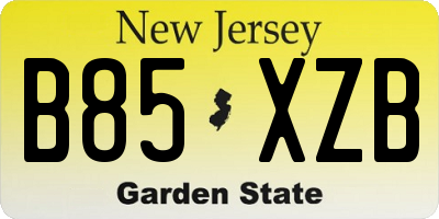 NJ license plate B85XZB