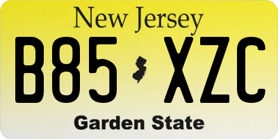 NJ license plate B85XZC