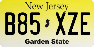 NJ license plate B85XZE