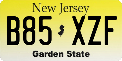 NJ license plate B85XZF