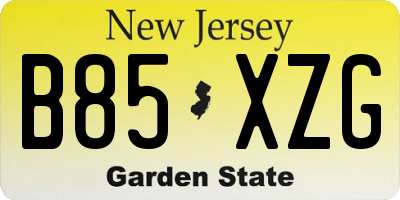 NJ license plate B85XZG