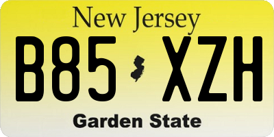 NJ license plate B85XZH