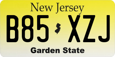 NJ license plate B85XZJ