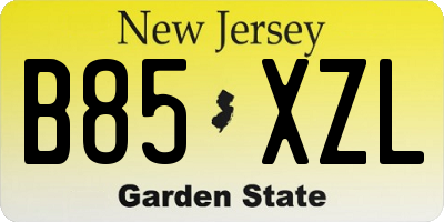 NJ license plate B85XZL