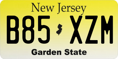 NJ license plate B85XZM