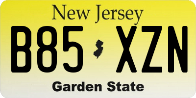NJ license plate B85XZN