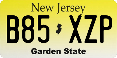 NJ license plate B85XZP