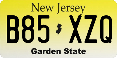 NJ license plate B85XZQ