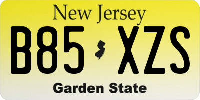 NJ license plate B85XZS